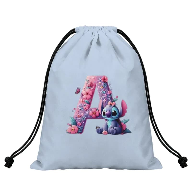Cartoon Stich A-Z Alphabet Flo - Drawstring Gym Bag ulasan dan harga