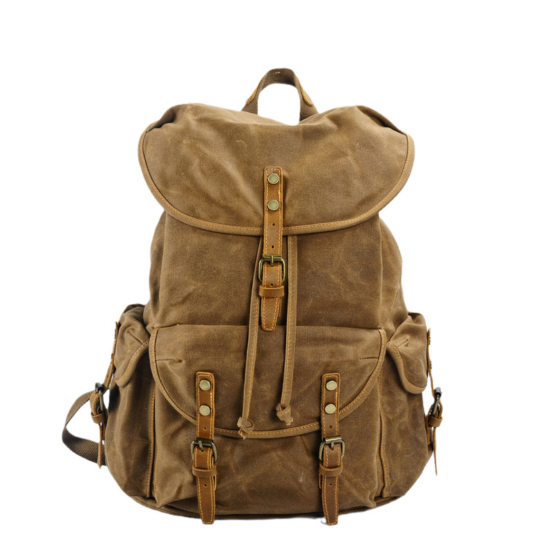 Retro soft wax canvas large ca - Canvas Backpack Casual ulasan dan harga