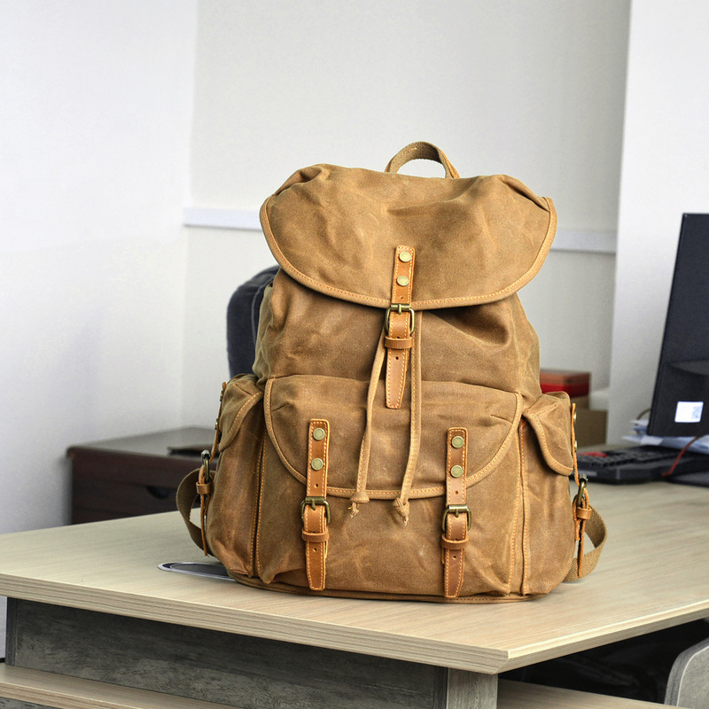 Retro soft wax canvas large ca - Canvas Backpack Casual ulasan dan harga