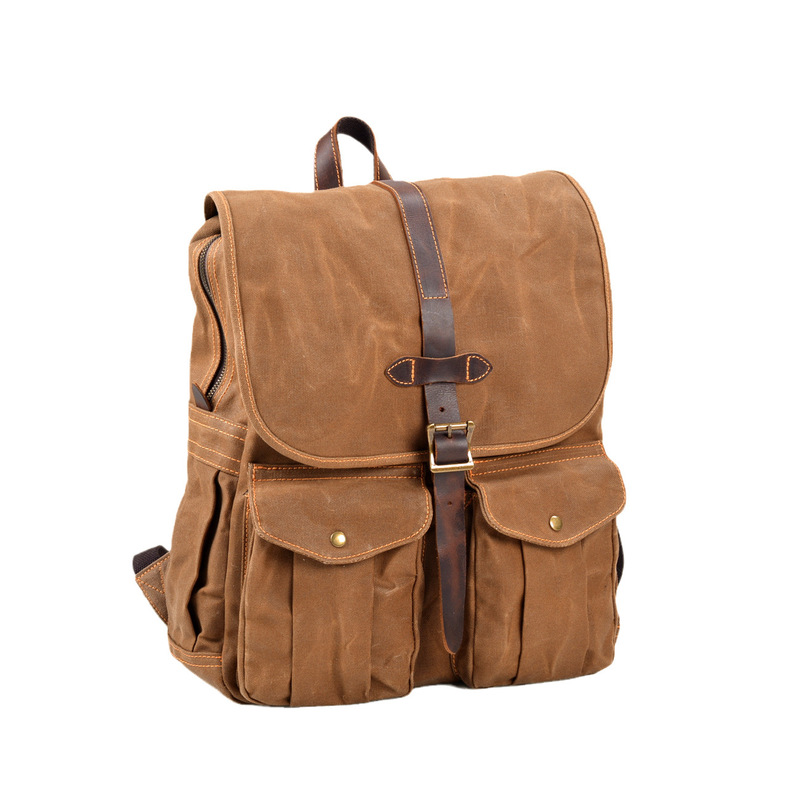 New wax canvas men's backpack  - Canvas Backpack Casual ulasan dan harga